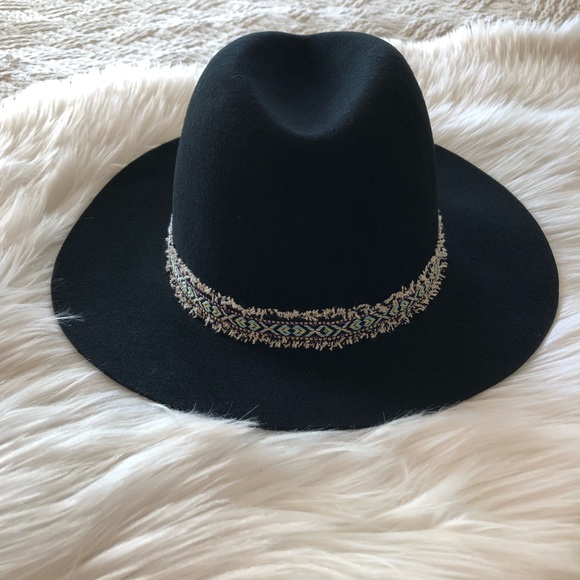 Michael Stars Accessories - Michael Stars Southwestern Black Wool Fedora Hat